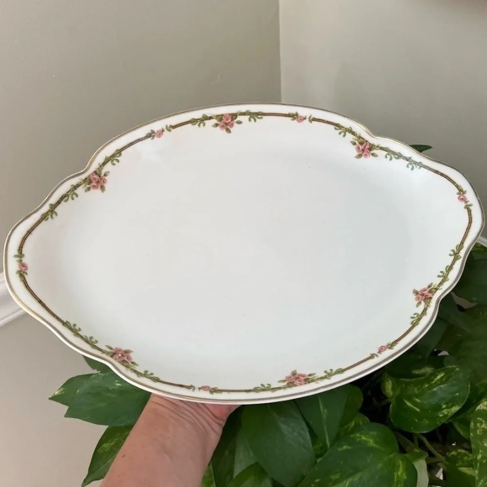 Vintage Theodore Havilland France Oval Platter Petite Rose Pattern